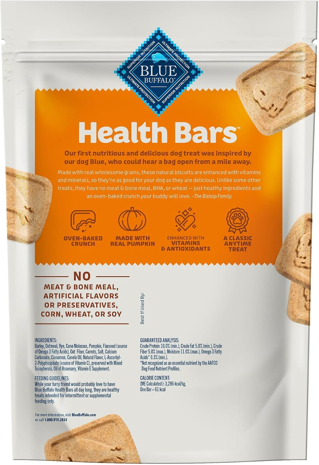 Blue Buffalo Health Bars Pumpkin & Cinnamon Dog Biscuits, 16 oz