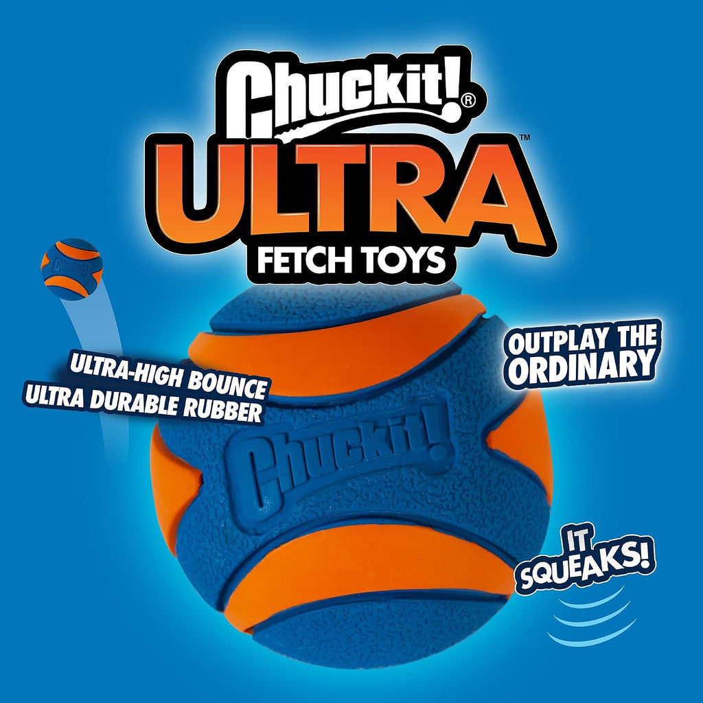 Chuckit! Ultra Squeaker Fetch Balls for Dogs, Floats, Medium 2.5in, 2 Pack
