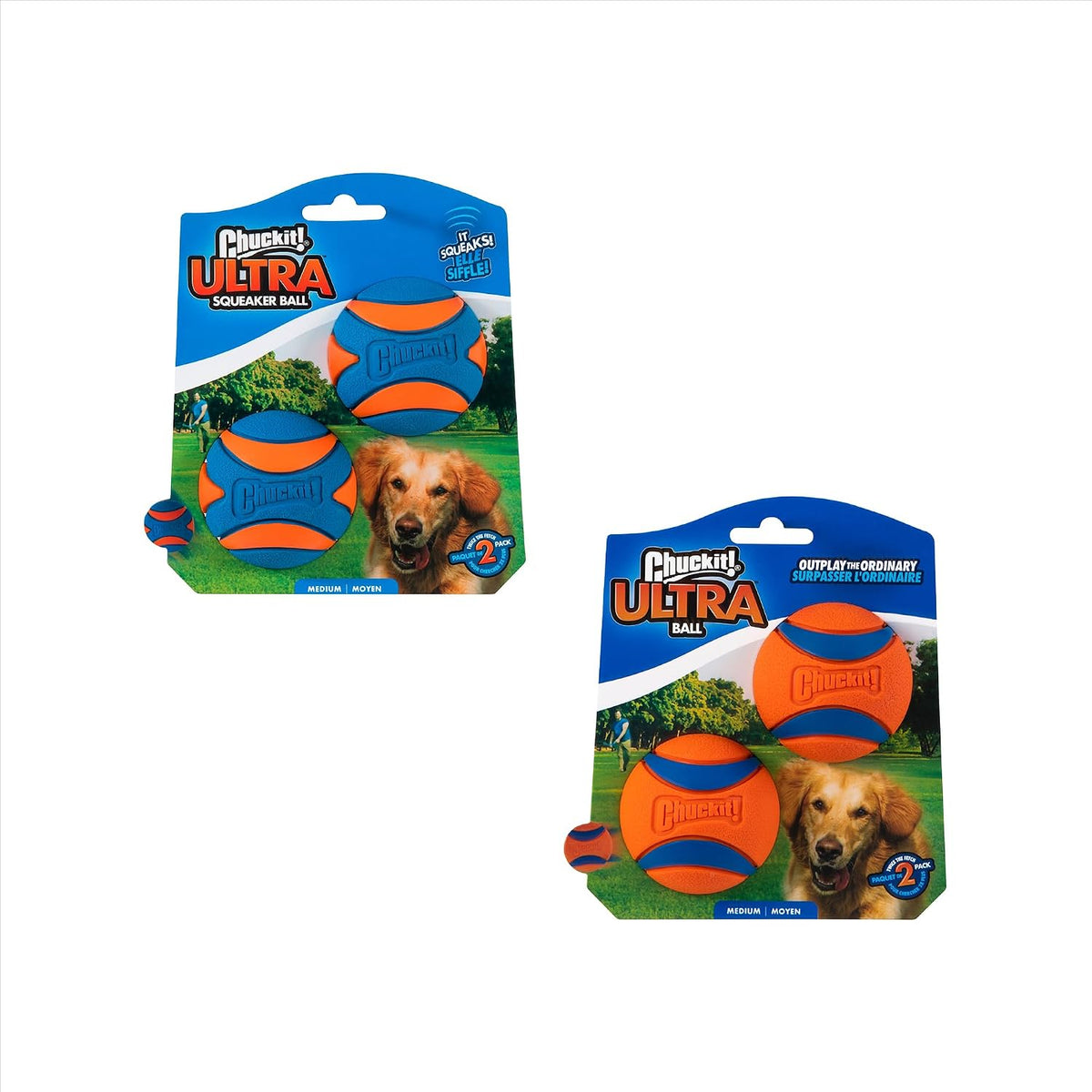 Chuckit! Ultra Squeaker Fetch Balls for Dogs, Floats, Medium 2.5in, 2 Pack