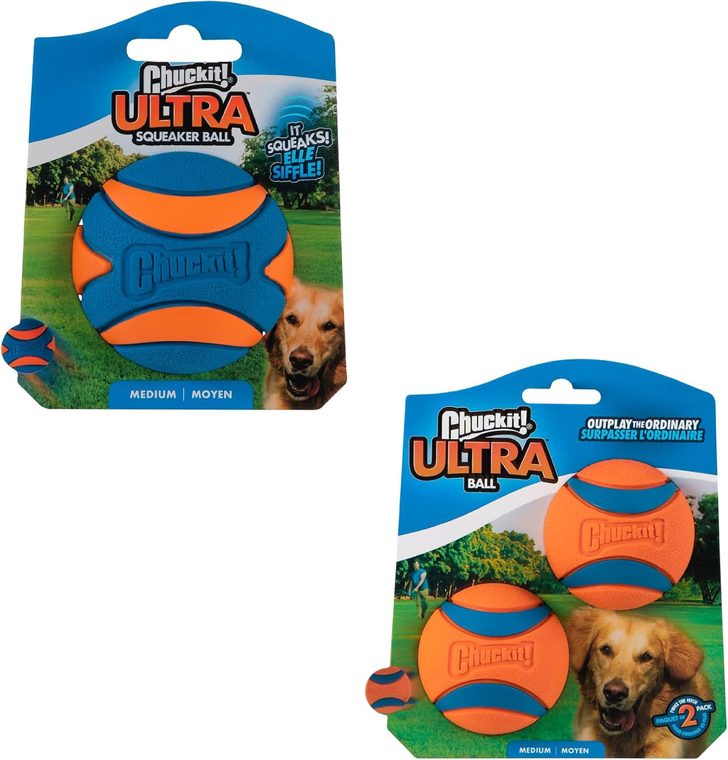 Chuckit! Ultra Squeaker Fetch Balls for Dogs, Floats, Medium 2.5in, 2 Pack