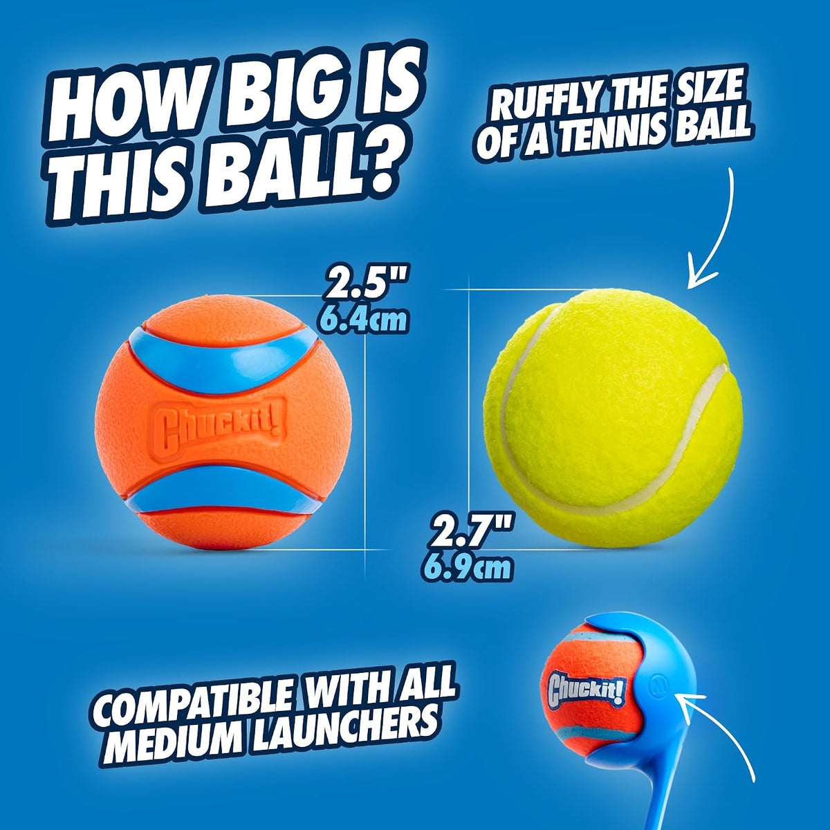 Chuckit! Ultra Squeaker Fetch Balls for Dogs, Floats, Medium 2.5in, 2 Pack