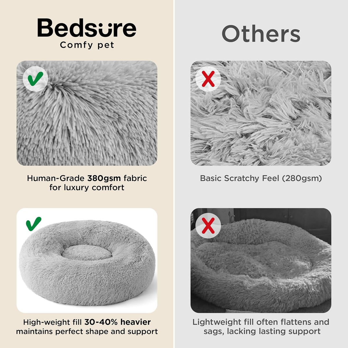 Bedsure Calming Small Medium Dog Bed Donut Washable Puppy Bed,27ins Camel