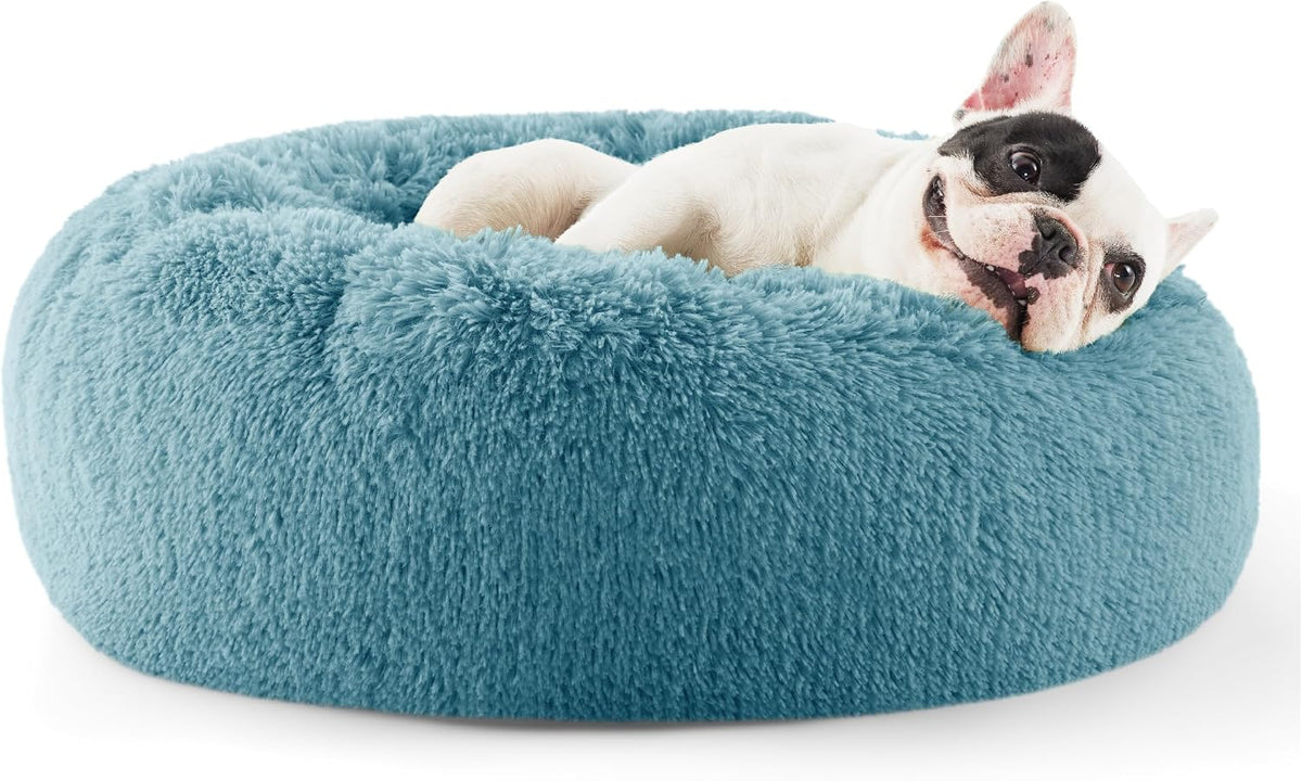 Bedsure Calming Small Medium Dog Bed Donut Washable Puppy Bed,27ins Camel