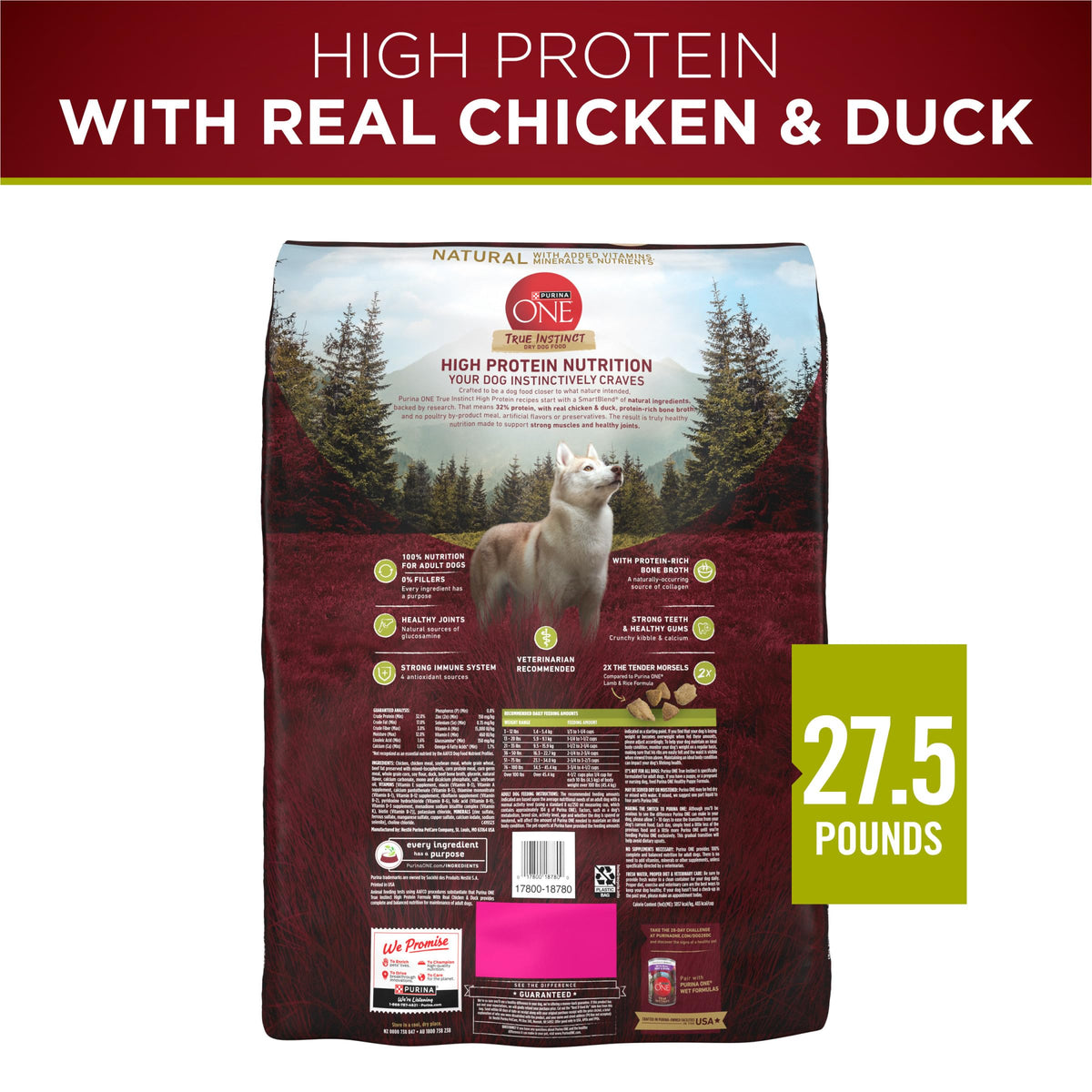 Purina ONE True Instinct Dry Dog Food, Real Turkey & Venison, 7.4 lb Bag
