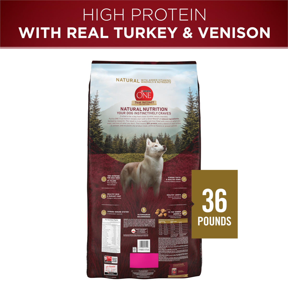 Purina ONE True Instinct Dry Dog Food, Real Turkey & Venison, 7.4 lb Bag
