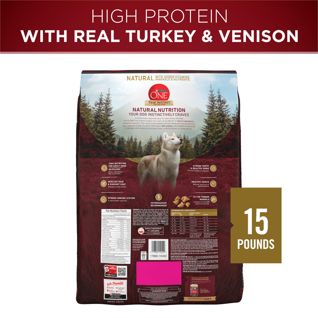 Purina ONE True Instinct Dry Dog Food, Real Turkey & Venison, 7.4 lb Bag