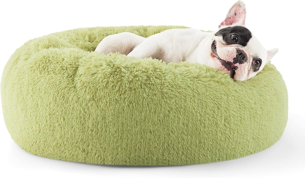 Bedsure Calming Small Medium Dog Bed Donut Washable Puppy Bed,27ins Camel