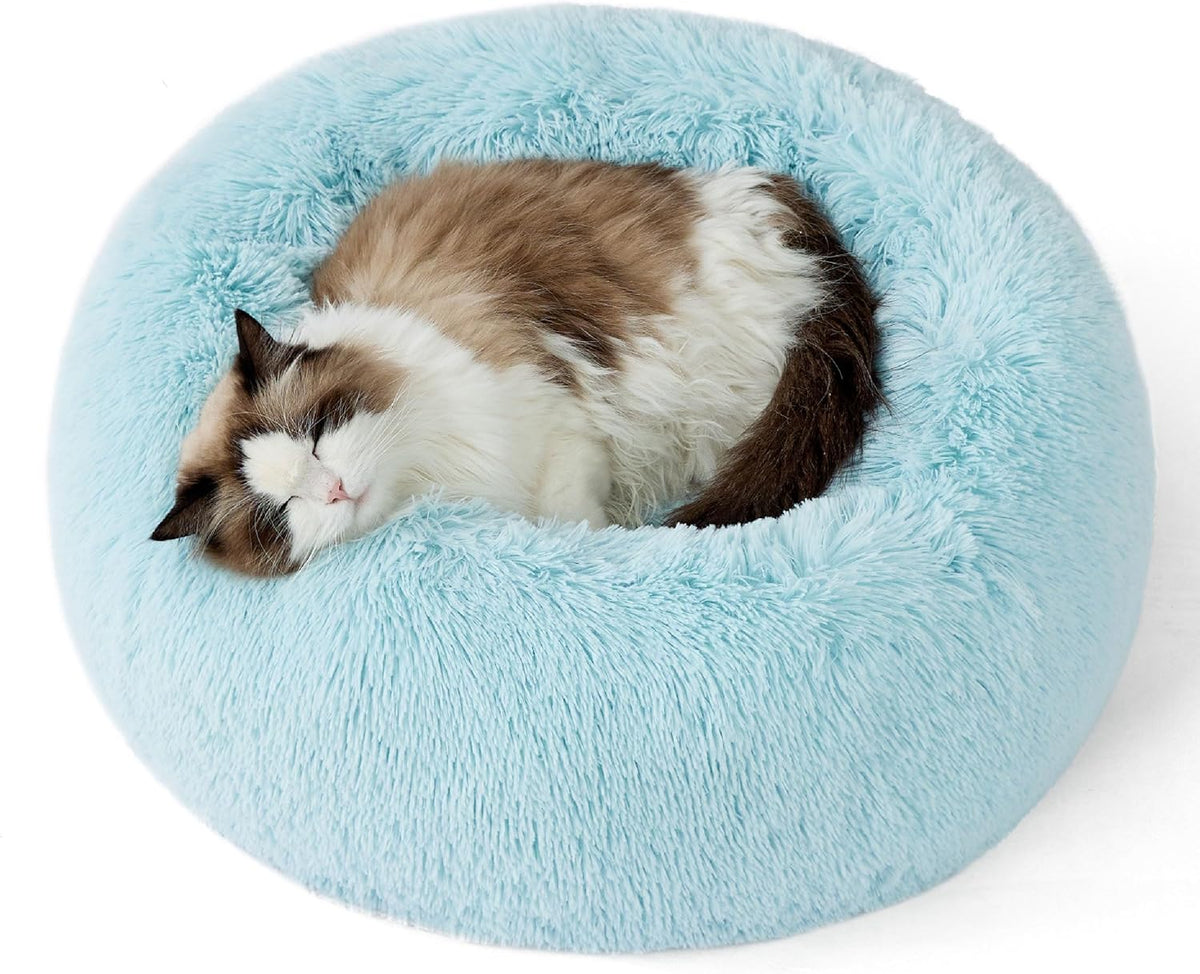 Bedsure Calming Small Medium Dog Bed Donut Washable Puppy Bed,27ins Camel