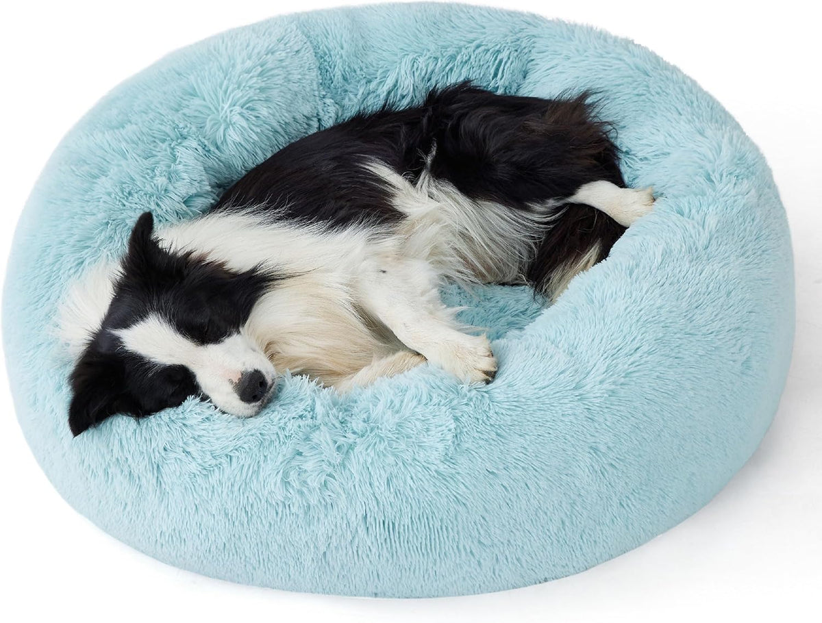 Bedsure Calming Small Medium Dog Bed Donut Washable Puppy Bed,27ins Camel
