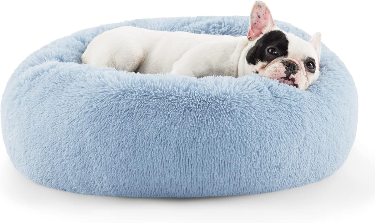 Bedsure Calming Small Medium Dog Bed Donut Washable Puppy Bed,27ins Camel
