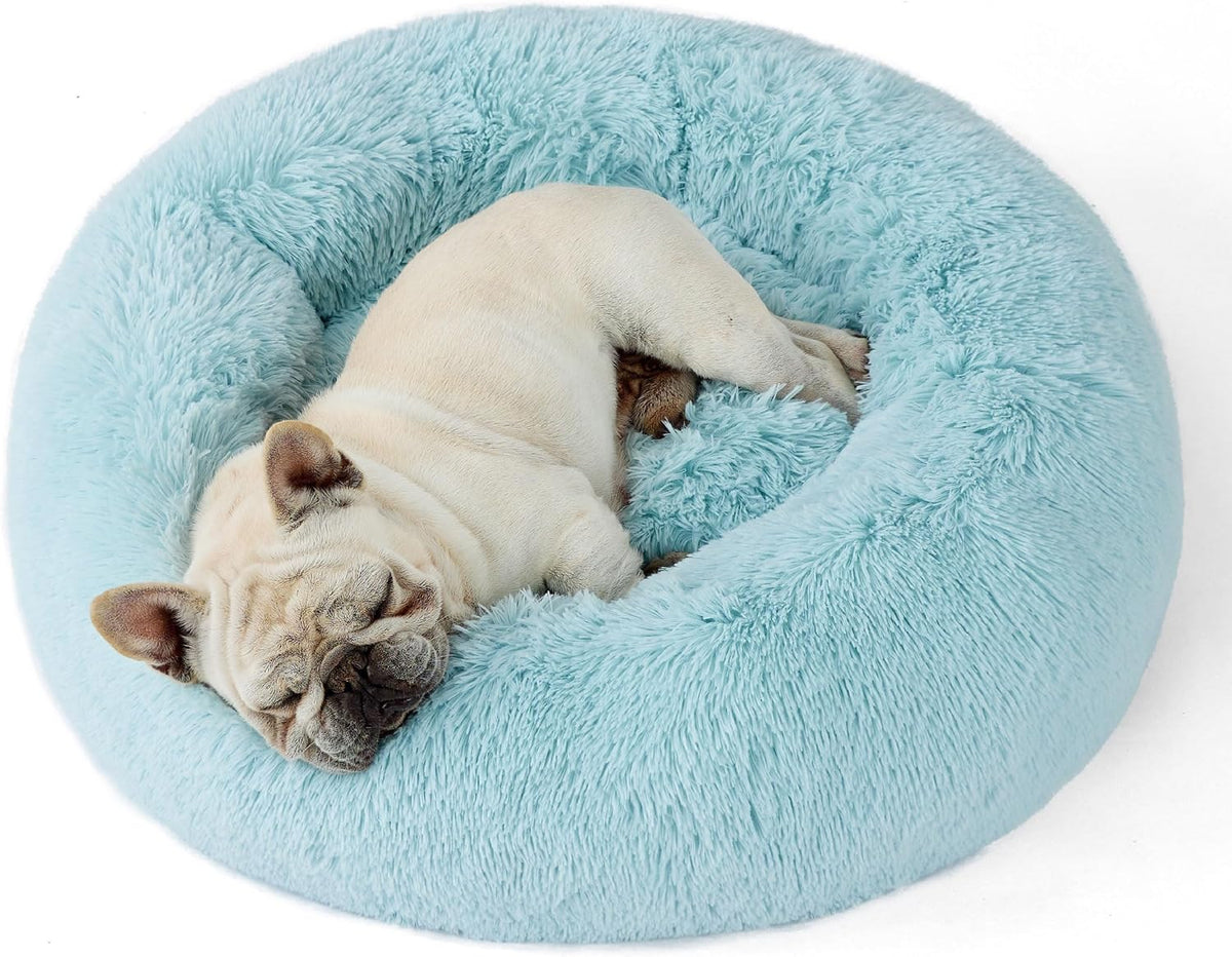 Bedsure Calming Small Medium Dog Bed Donut Washable Puppy Bed,27ins Camel