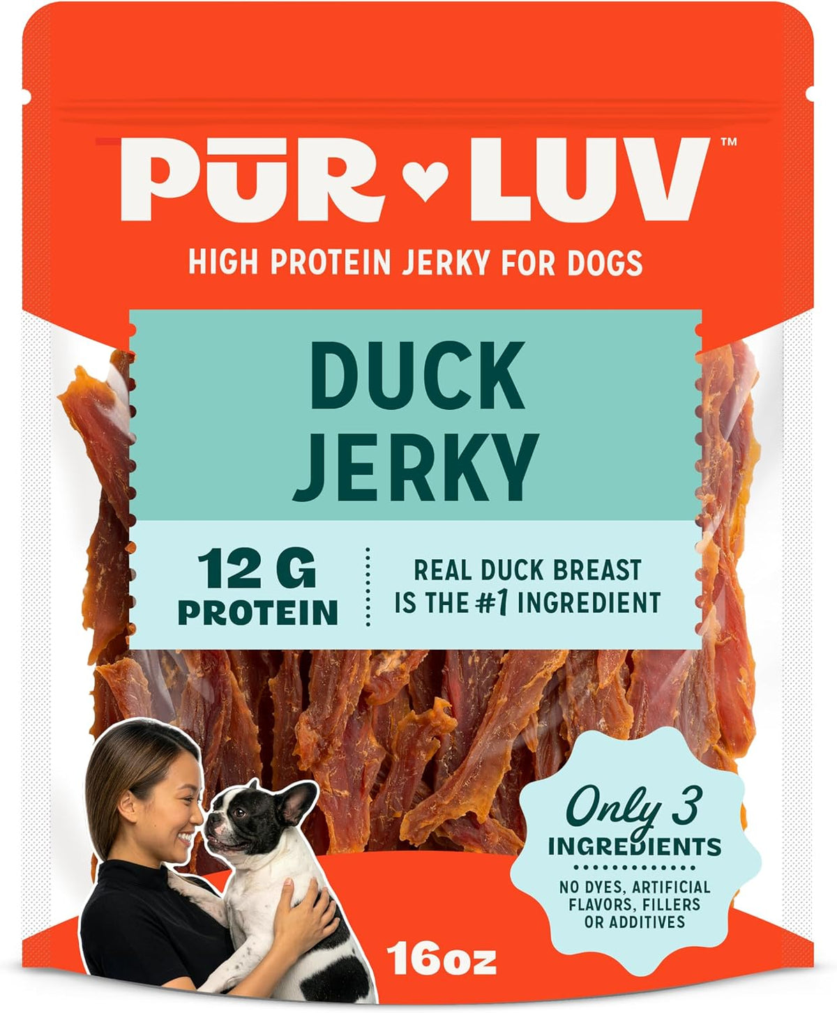 Pur Luv Chicken Jerky Dog Treats,100% Real Chicken Breast, 16 Ounces
