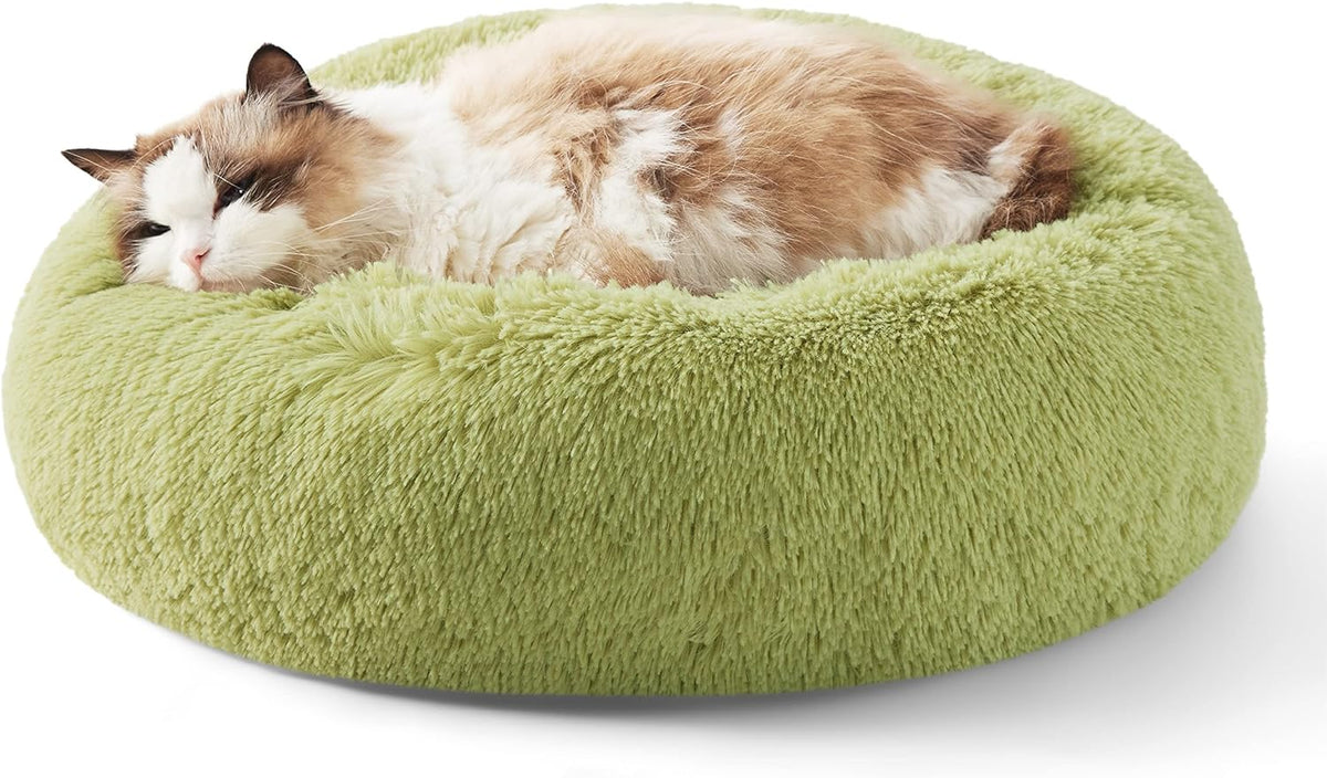 Bedsure Calming Small Medium Dog Bed Donut Washable Puppy Bed,27ins Camel