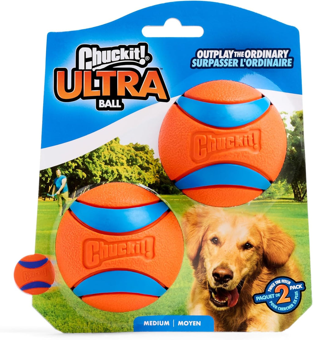 Chuckit! Ultra Squeaker Fetch Balls for Dogs, Floats, Medium 2.5in, 2 Pack