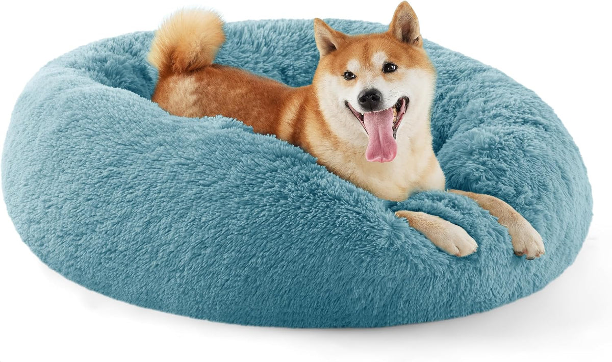 Bedsure Calming Small Medium Dog Bed Donut Washable Puppy Bed,27ins Camel