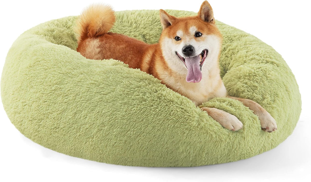 Bedsure Calming Small Medium Dog Bed Donut Washable Puppy Bed,27ins Camel