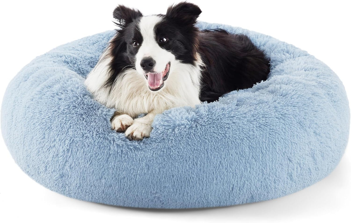 Bedsure Calming Small Medium Dog Bed Donut Washable Puppy Bed,27ins Camel