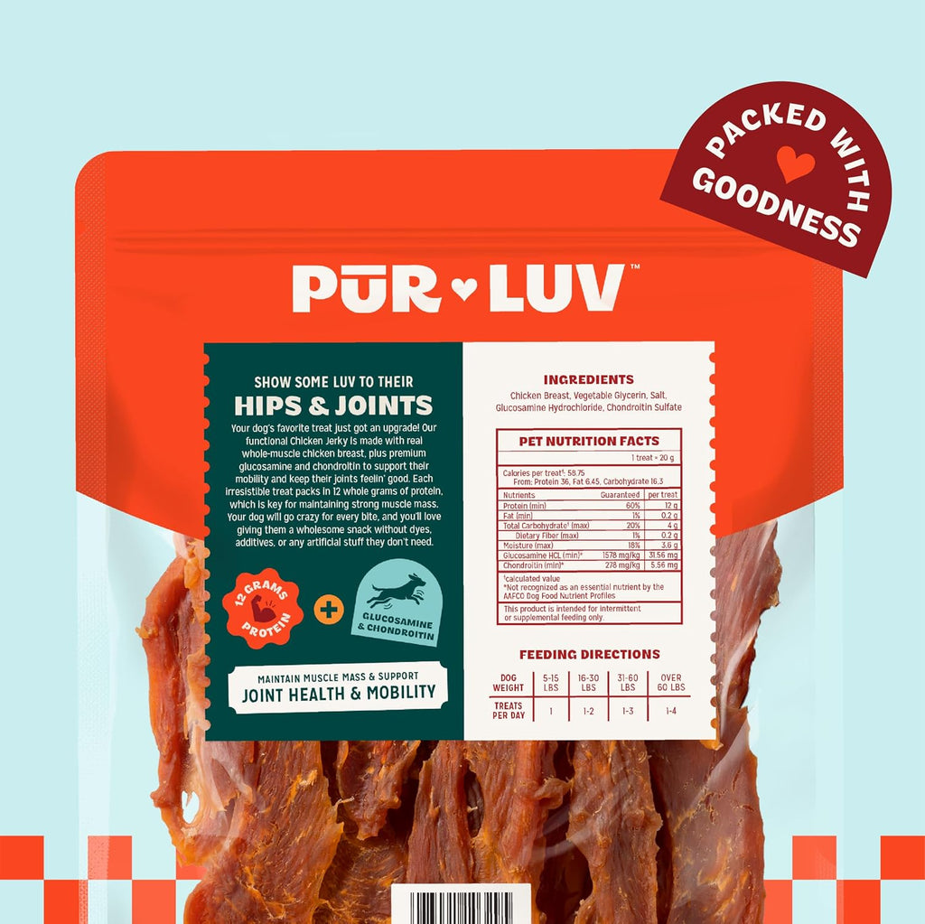 Pur Luv Chicken Jerky Dog Treats,100% Real Chicken Breast, 16 Ounces
