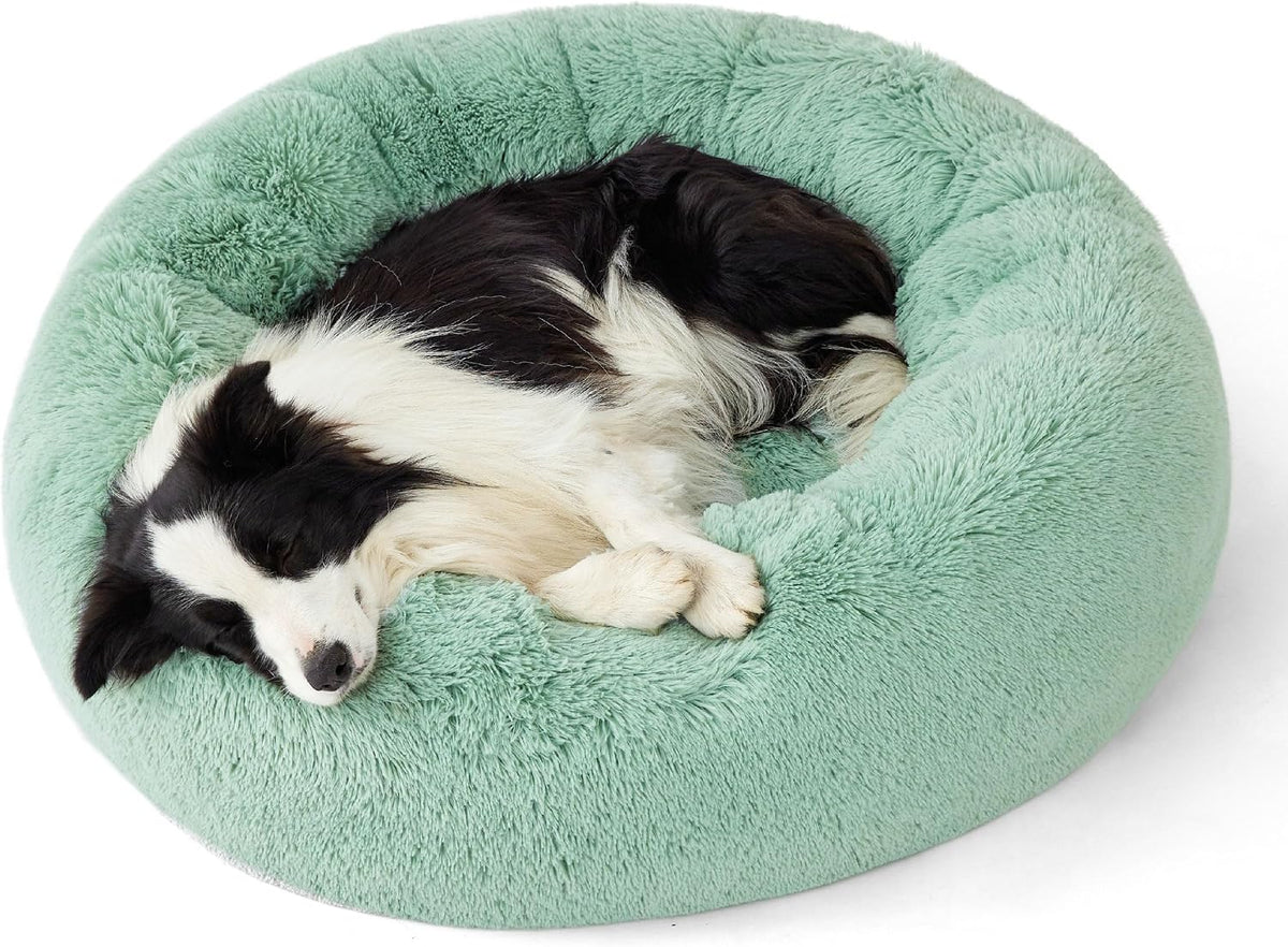 Bedsure Calming Small Medium Dog Bed Donut Washable Puppy Bed,27ins Camel