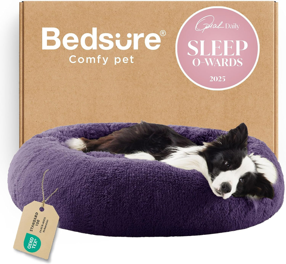 Bedsure Calming Small Medium Dog Bed Donut Washable Puppy Bed,27ins Camel
