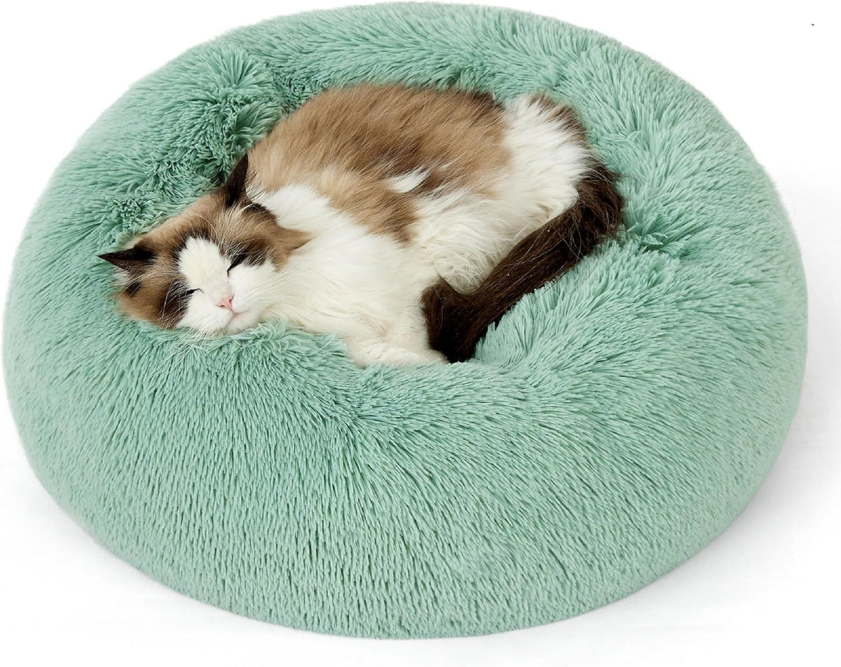 Bedsure Calming Small Medium Dog Bed Donut Washable Puppy Bed,27ins Camel