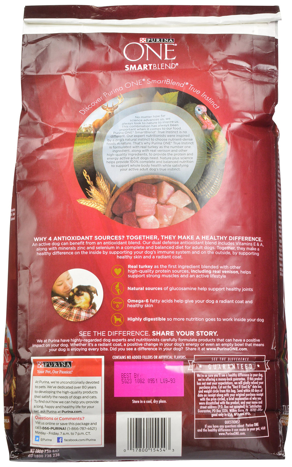 Purina ONE True Instinct Dry Dog Food, Real Turkey & Venison, 7.4 lb Bag