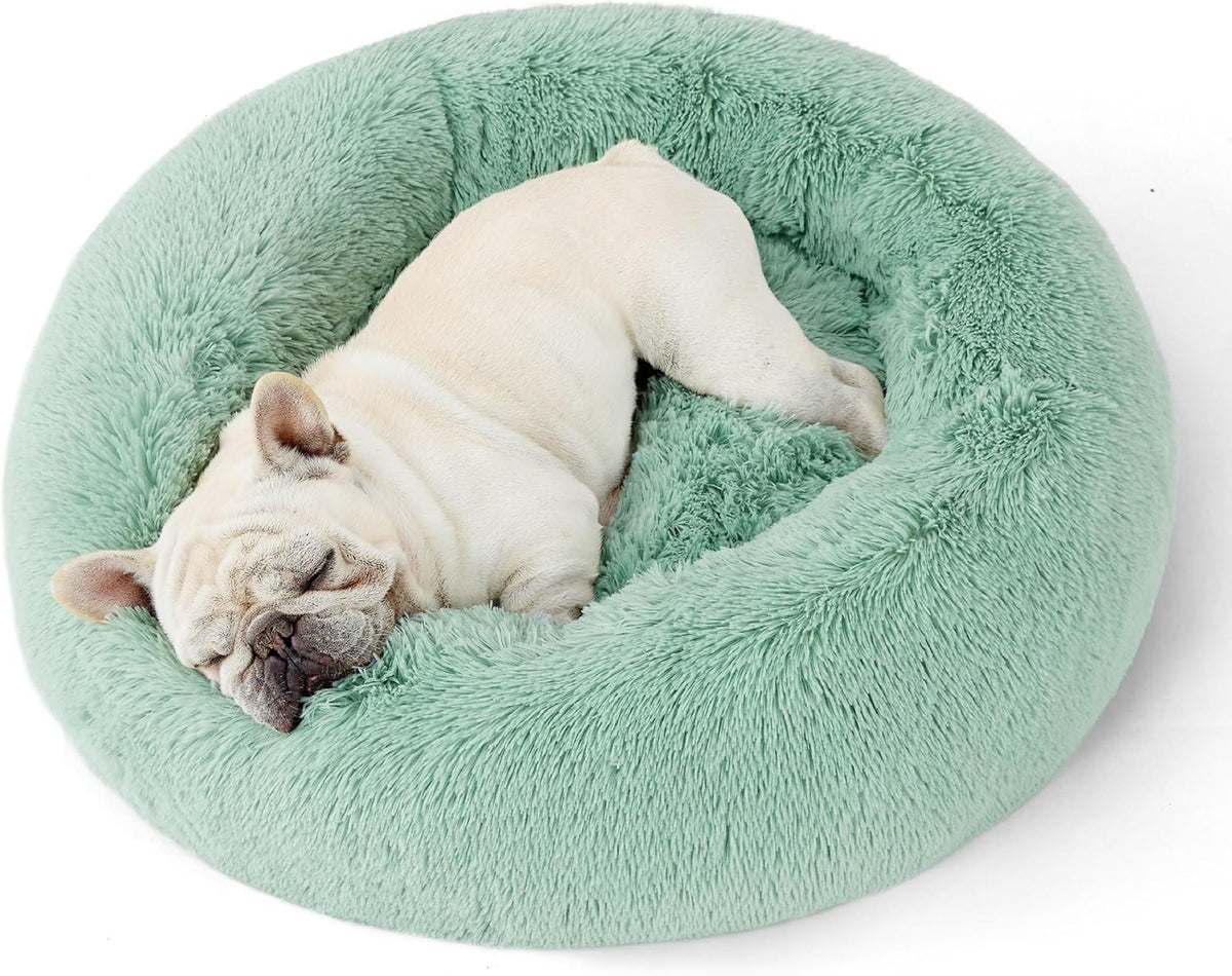 Bedsure Calming Small Medium Dog Bed Donut Washable Puppy Bed,27ins Camel