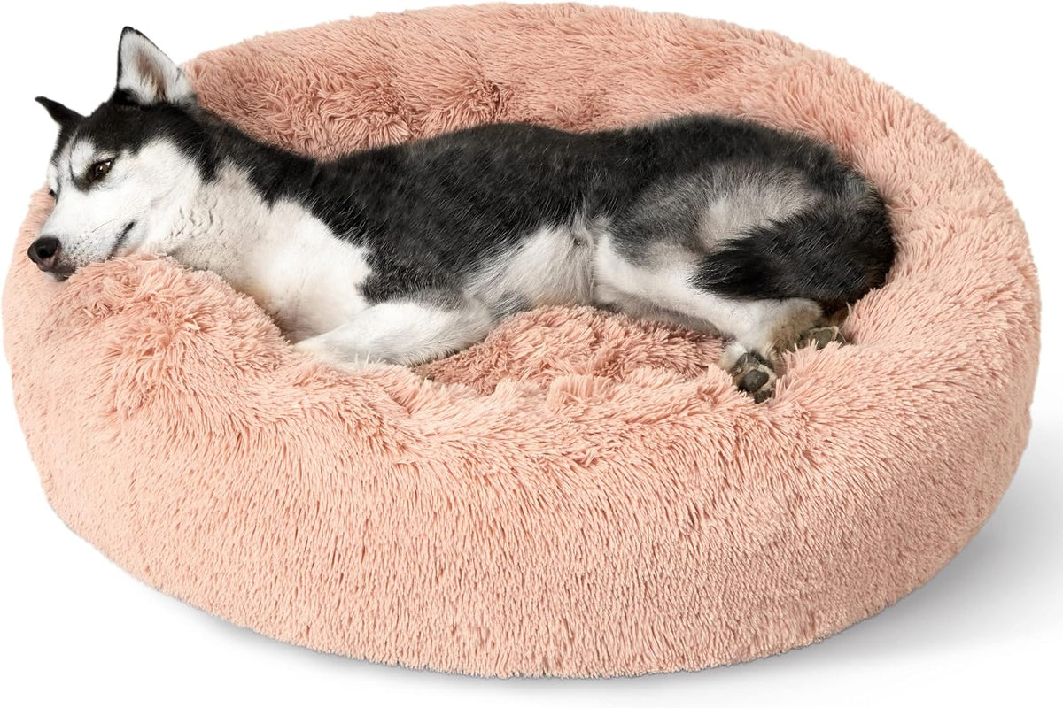 Bedsure Calming Small Medium Dog Bed Donut Washable Puppy Bed,27ins Camel