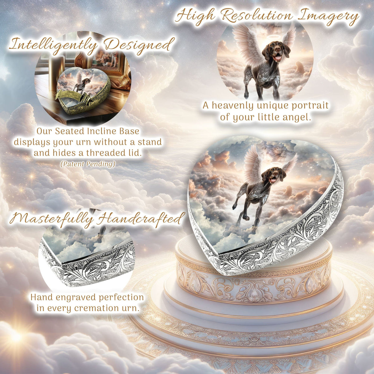 German Shorthaired Pointer Urn - Dog Urn - Heavenly Horizon Urn for Dog Ashes